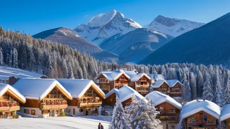 Un paisaje invernal alegre con montañas nevadas