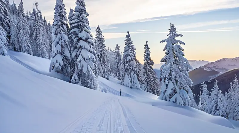 Un paisaje invernal con pistas de esquí