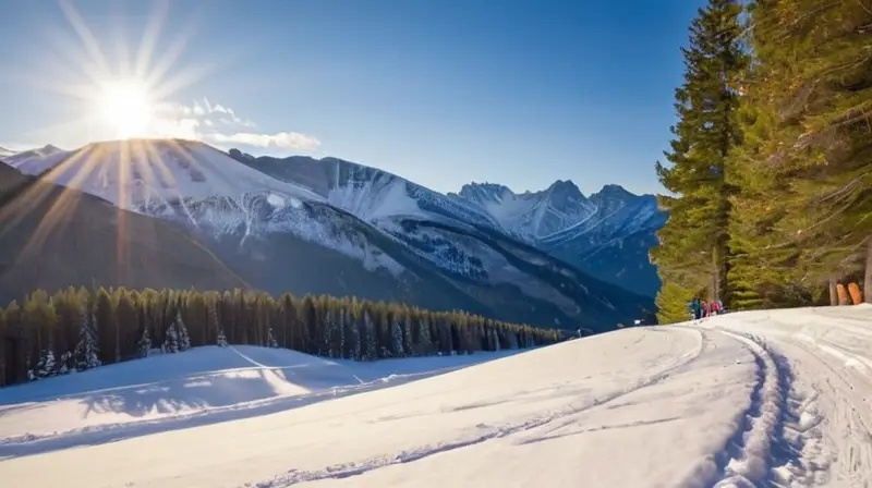 Un paisaje invernal en los Pirineos muestra montañas nevadas