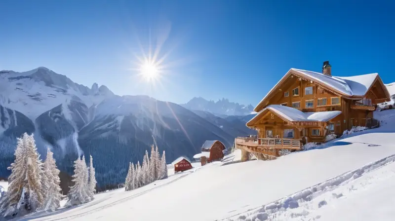 Un vibrante paisaje invernal con montañas nevadas