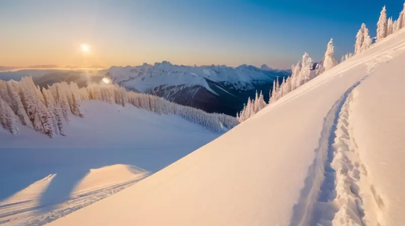 Un paisaje invernal con montañas nevadas