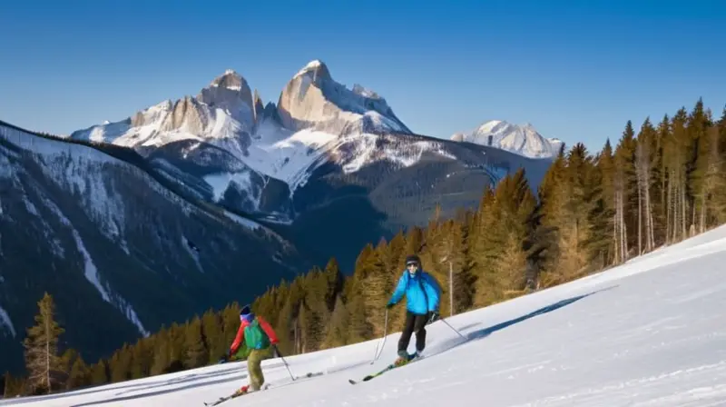 Un paisaje invernal en los Dolomitas muestra picos nevados