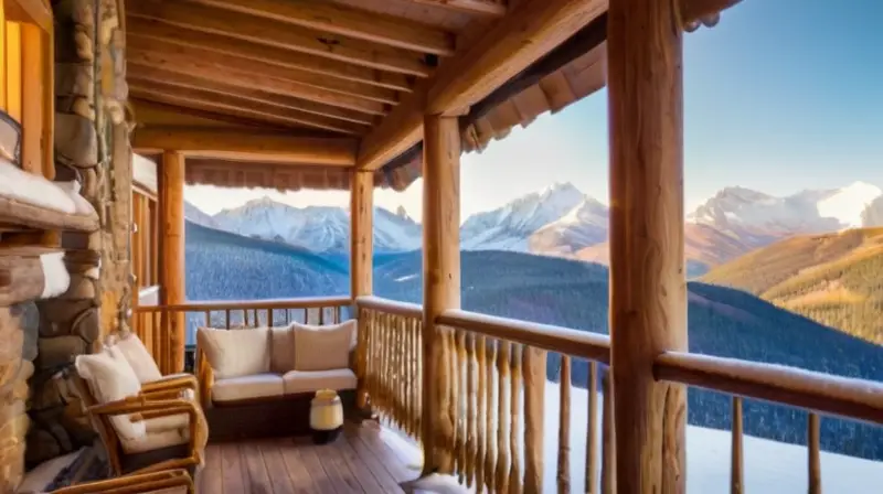 Un acogedor chalet de madera en un paisaje montañoso nevado