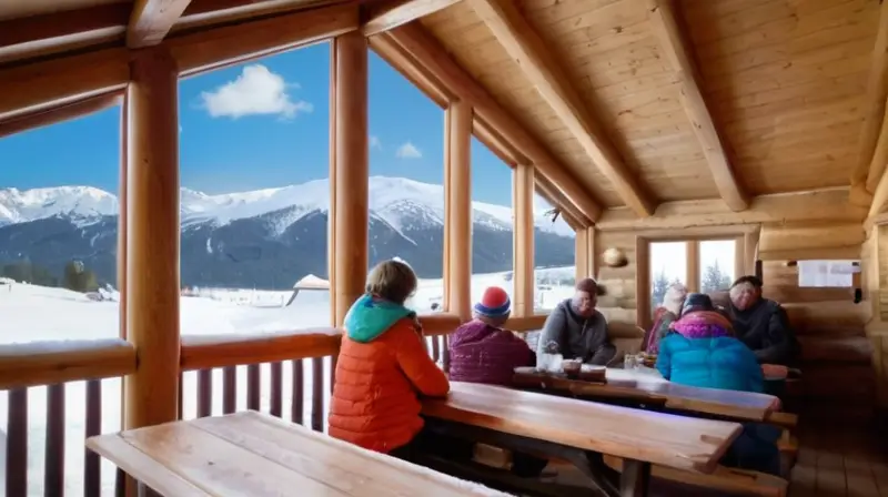 Un acogedor chalet de madera en un paisaje nevado