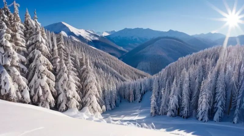 Un paisaje invernal de montañas nevadas