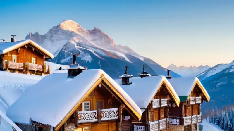 Un paisaje invernal idílico con montañas nevadas