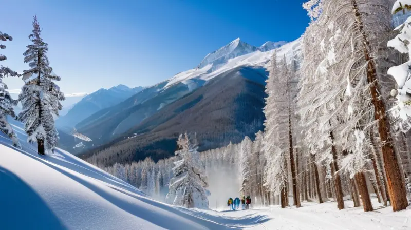 Un paisaje invernal de montañas cubiertas de nieve