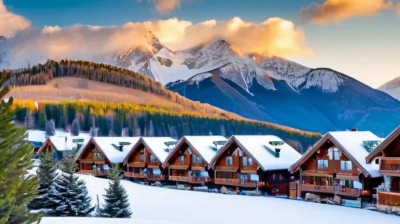 Un paisaje alpino invernal combina montañas nevadas