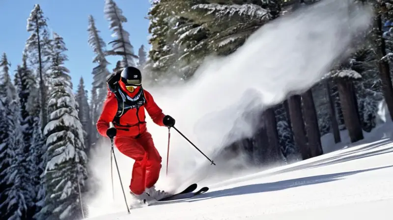 Un esquiador cae en una pista nevada