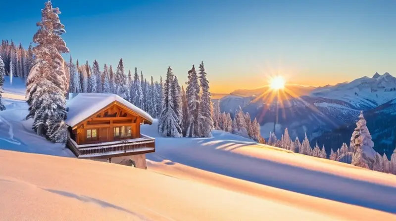 Un paisaje invernal vibrante con montañas nevadas