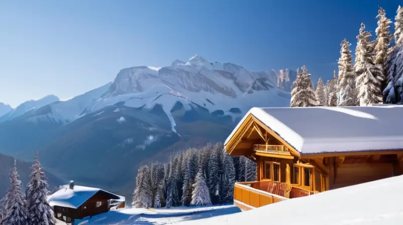 Un paisaje invernal vibrante con montañas nevadas