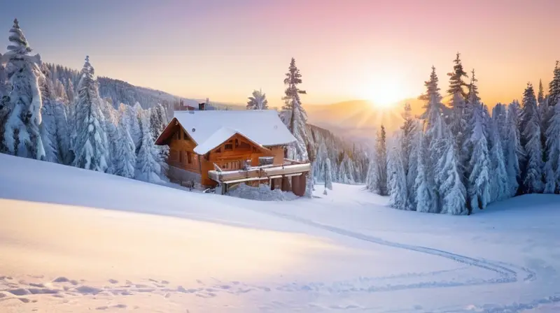 Un paraíso invernal sereno con montañas nevadas