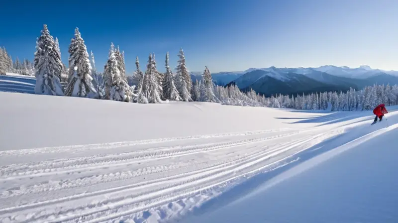 Un paisaje nevado con pinos cubiertos de nieve