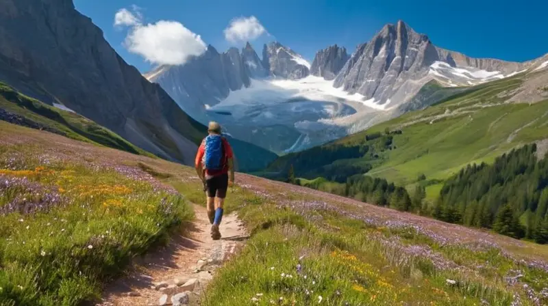 Un atleta en movimiento, rodeado de majestuosas montañas y valles verdes, refleja la esencia de la aventura y la resistencia