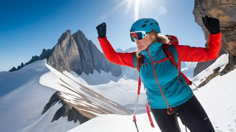 Kilian Jornet y Emelie Forsberg escalan montañas nevadas bajo un cielo azul
