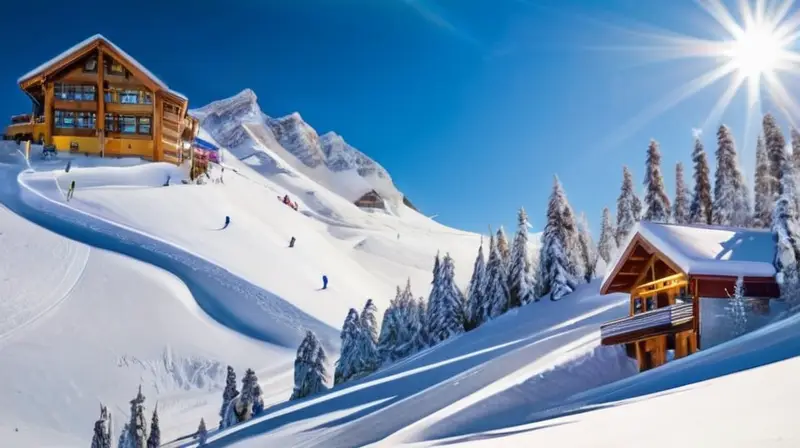 Un vibrante paraíso invernal con montañas nevadas