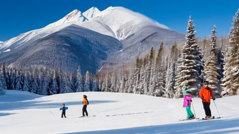 Un paisaje invernal vibrante con familias esquiando