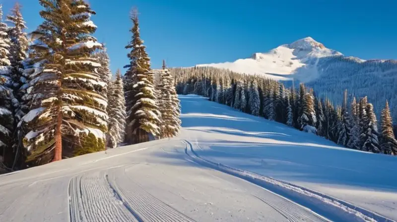 Un paisaje invernal vibrante con esquiadores en acción, montañas majestuosas y un ambiente festivo