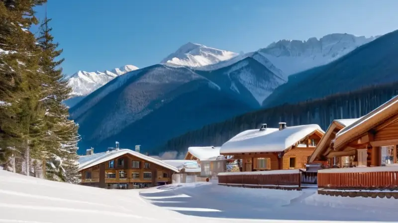 Un paisaje invernal con montañas nevadas