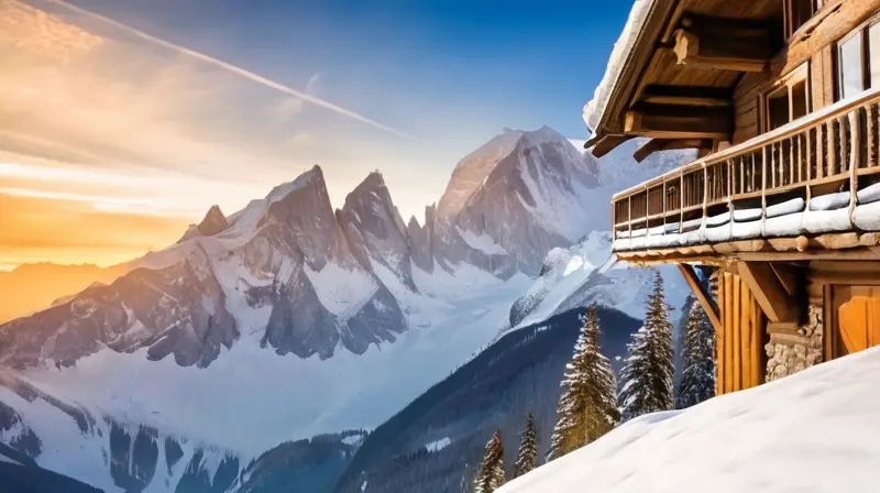 Un paisaje invernal con picos nevados