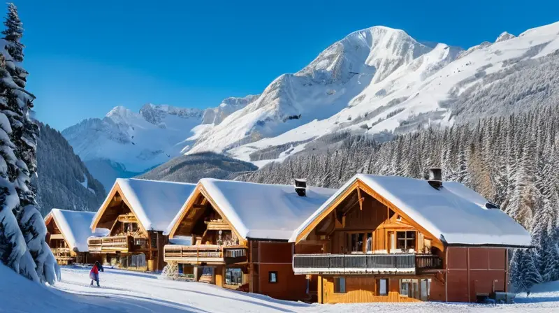 Un paisaje invernal vibrante con esquiadores en pendientes nevadas