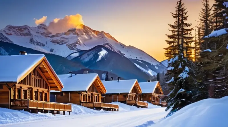 Un paisaje invernal vibrante con montañas nevadas