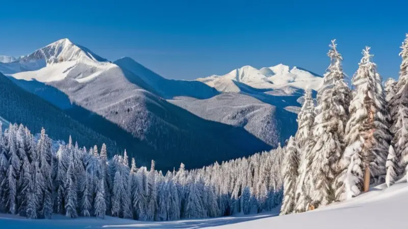 Un paisaje sereno de montañas nevadas