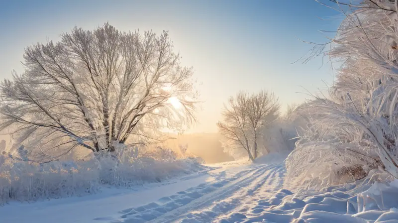 La belleza invernal se manifiesta en delicadas copos de nieve que brillan y cubren el paisaje