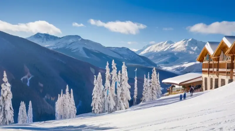 Un bullicioso resort de esquí con paisajes nevados