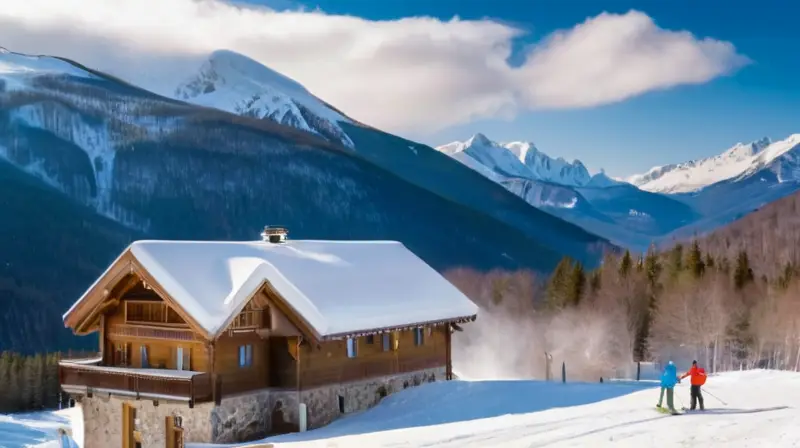 Un paisaje invernal vibrante con montañas nevadas