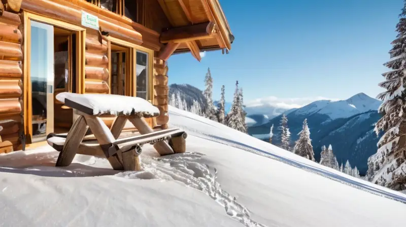 Un paisaje invernal con nieve, esquiadores, chalets acogedores y un ambiente familiar alegre