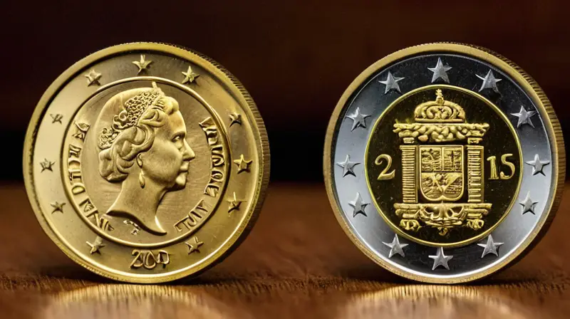 Moneda de 2 euros brillante con grabados detallados de Andorra