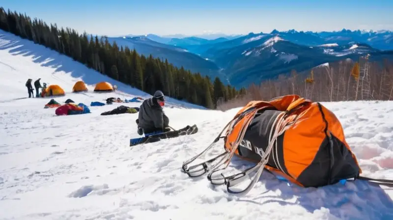 Un paisaje montañoso nevado muestra rescatistas preocupados y heridos en un ambiente tenso y aislado