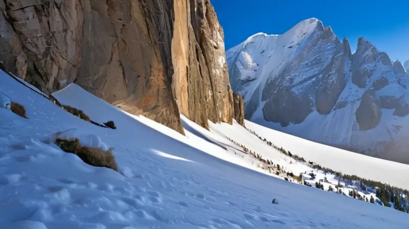 Un grupo de escaladores enfrenta una situación urgente en un paisaje montañoso cubierto de nieve