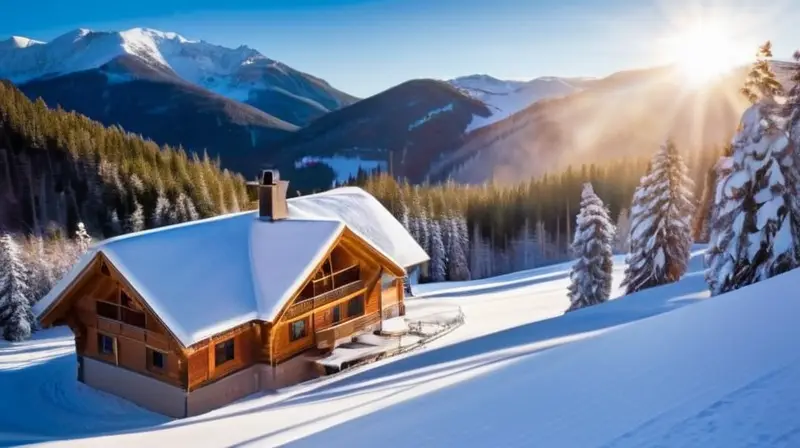 Un paisaje invernal idílico con montañas nevadas