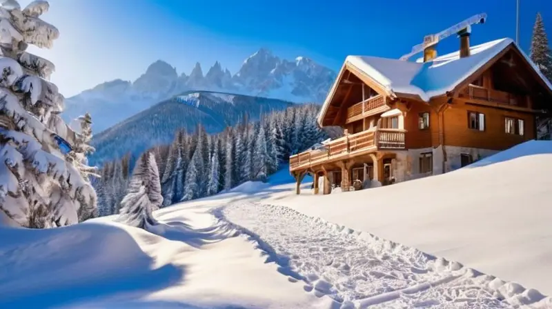 Un paisaje invernal idílico con montañas nevadas, chalets acogedores, esquiadores en pendientes vírgenes y la calidez de la naturaleza