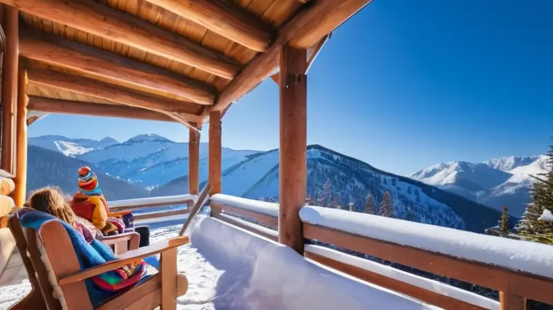 Un paisaje invernal idílico con nieve, pinos, chalets acogedores, esquiadores y un ambiente cálido y vibrante