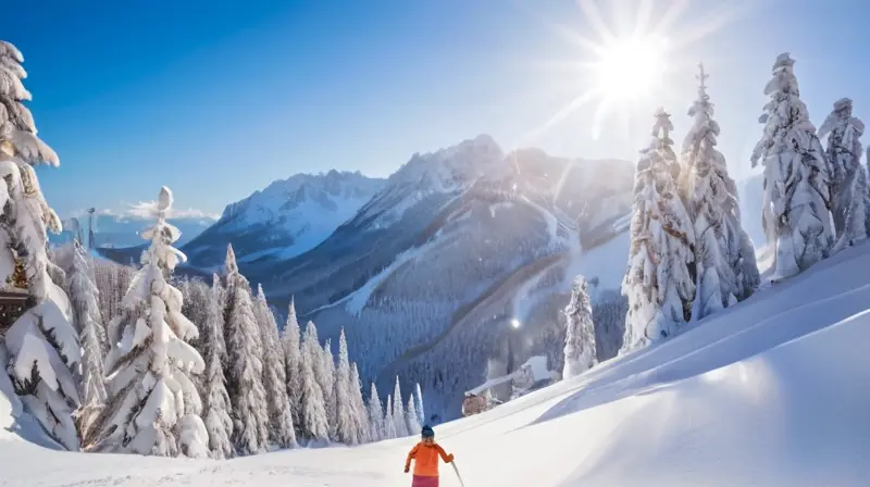 Un paisaje invernal sereno con esquiadores en acción