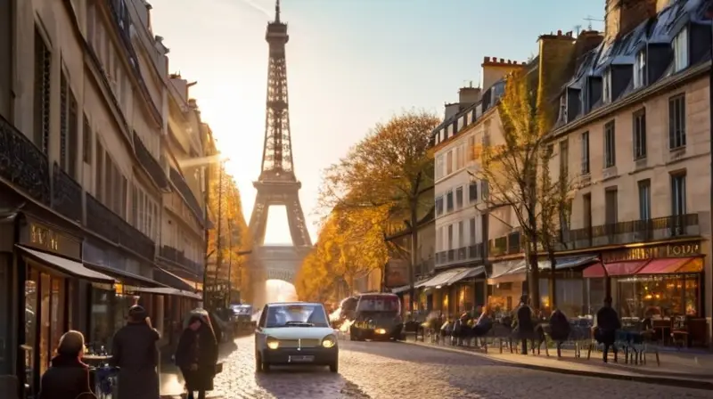 Una animada escena callejera francesa en invierno