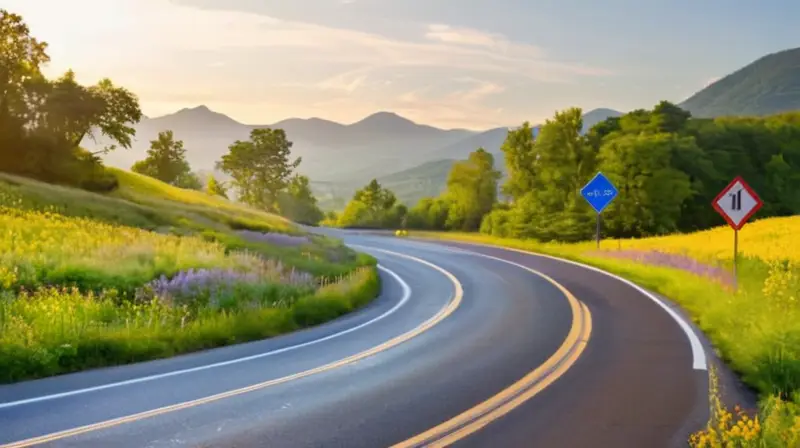 Una autopista amplia y bien pavimentada, rodeada de árboles verdes y bajo un cielo azul, muestra un paisaje armonioso y seguro