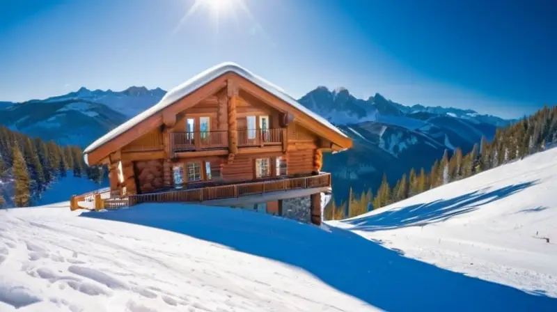 Un paisaje invernal con esquiadores en acción sobre pendientes nevadas bajo un cielo azul