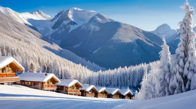 Un paisaje invernal con montañas nevadas