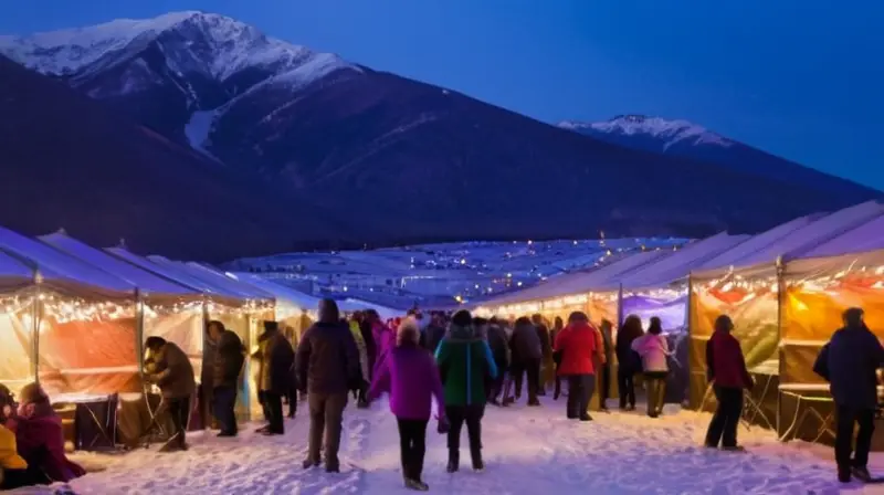 Un animado festival invernal con asistentes alegres