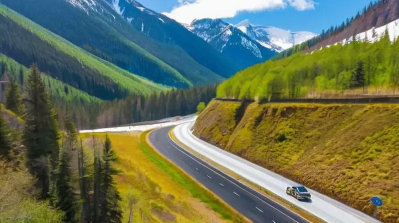 Vista aérea de una carretera serpenteante con túneles