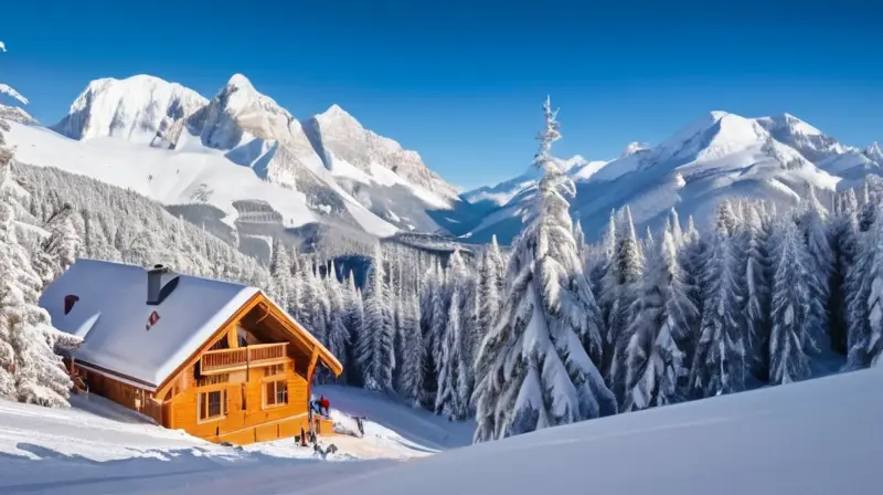 Un paisaje invernal vibrante con esquiadores enérgicos