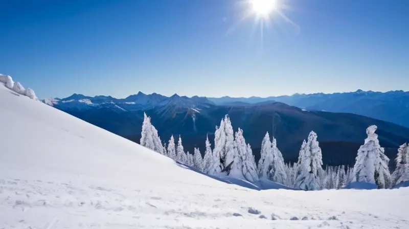 Un paisaje invernal sereno con montañas nevadas