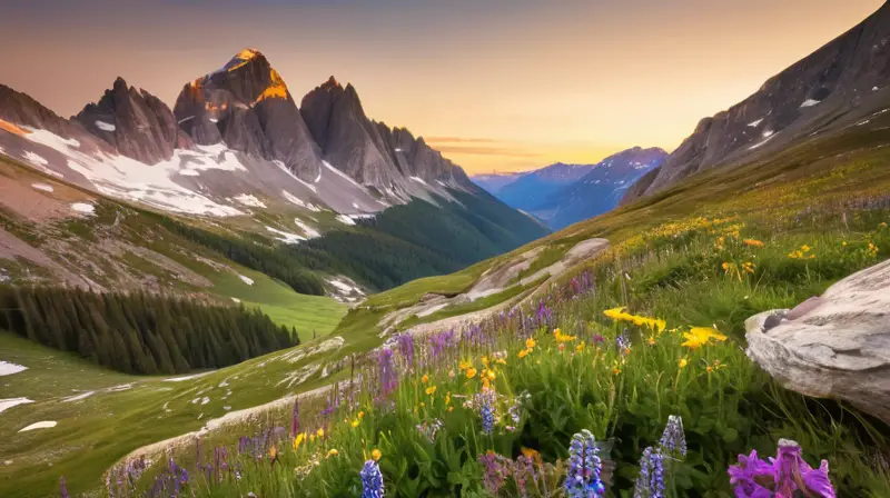 Un paisaje montañoso majestuoso con picos nevados