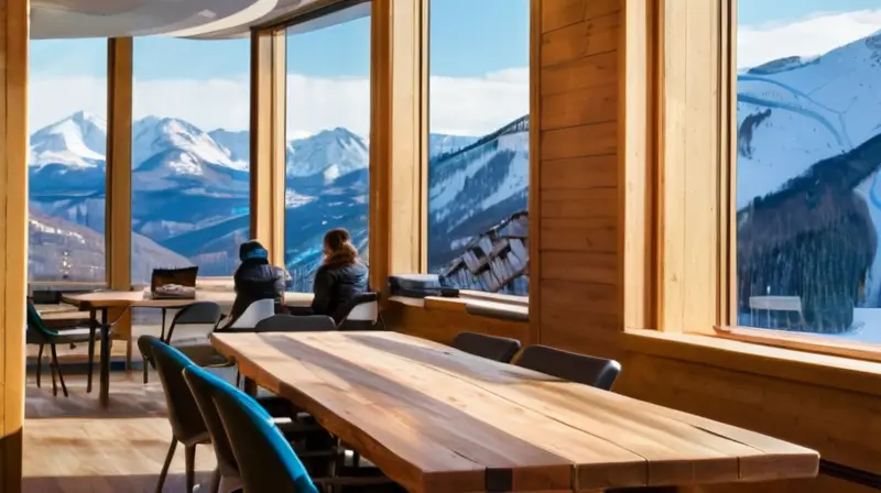 Un ambiente acogedor de deportes de invierno con montañas nevadas