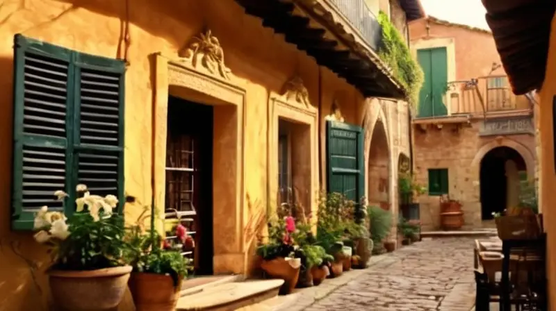 Un encantador paisaje urbano antiguo con edificios de piedra, calles empedradas y un ambiente vibrante lleno de historia