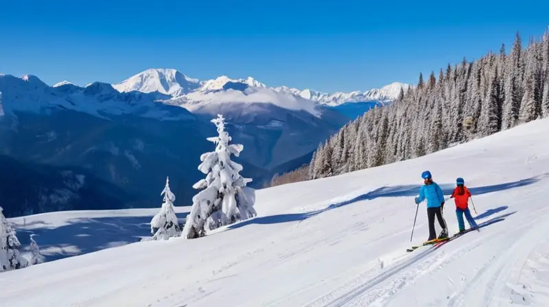 Un paisaje invernal vibrante con esquiadores